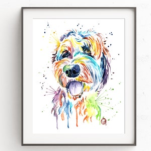 Goldendoodle Art, Goldendoodle Print, Pet Portrait, Golden Doodle Art, Dog Art, Dog Decor, Doodle, Dog Watercolor Painting, Birthday Gift image 3