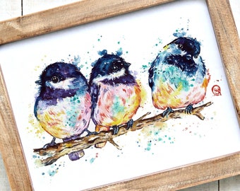 Chickadee Watercolor Painting, Bird Art, Birder, Bird lover gift, Wildlife Painting, Nature Art, Gift for Mom, Gift for Grandma
