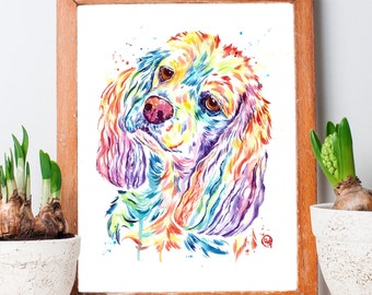 Cocker Spaniel, Dog Painting, Cocker Spaniel Gifts, Spaniel Hunting Dog, Dog Memorial, Dog Lover Gift, Wall Art, Watercolor Painting