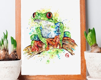 Tree Frog Painting by Whitehouse Art | Art Print, Colorful Artwork, Bathroom Decor,  Nursery Decor, Kitchen Decor, Jungle Theme | 3 Sizes