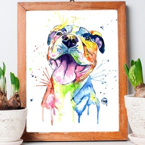 Pitbull Painting, Art, Pit Bull, Dog, Wall Decor, Wall Art, Colourful Dog Painting, Pet Portrait, Pet Art, Rescue Dog, Contemporary painting