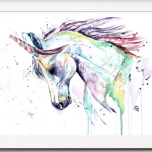 Unicorn watercolor print, Unicorn Art, Girls room, Fairy art, Unicorn Painting, Mythical, Unicorn Theme, gift for her, baby girl gift image 7