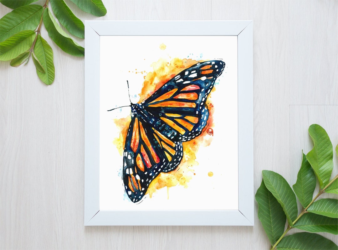 Monarch Butterfly Art Print, Butterfly Print, Butterfly Painting ...