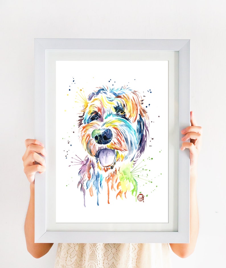 Goldendoodle Art, Goldendoodle Print, Pet Portrait, Golden Doodle Art, Dog Art, Dog Decor, Doodle, Dog Watercolor Painting, Birthday Gift image 7