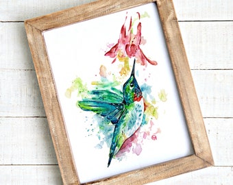 Hummingbird Art "Seeking Spring", Hummingbird Print, Bird Prints, Anniversary Gift, Bird Lover Gift, Bird Gifts, Kitchen Decor