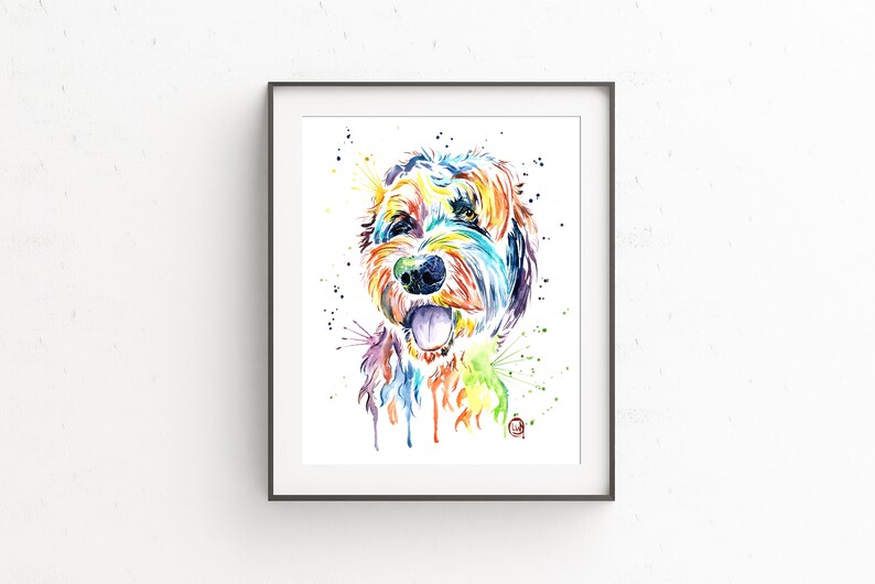 Goldendoodle Art, Goldendoodle Print, Pet Portrait, Golden Doodle Art, Dog Art, Dog Decor, Doodle, Dog Watercolor Painting, Birthday Gift image 3