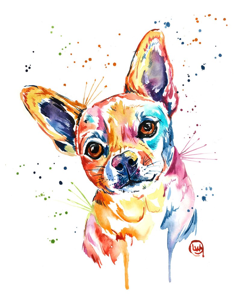 Chihuahua Retrato del animal doméstico pintura de la | Etsy