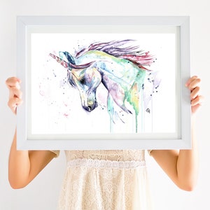 Unicorn watercolor print, Unicorn Art, Girls room, Fairy art, Unicorn Painting, Mythical, Unicorn Theme, gift for her, baby girl gift image 5