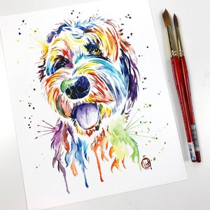 Goldendoodle Art, Goldendoodle Print, Pet Portrait, Golden Doodle Art, Dog Art, Dog Decor, Doodle, Dog Watercolor Painting, Birthday Gift image 4