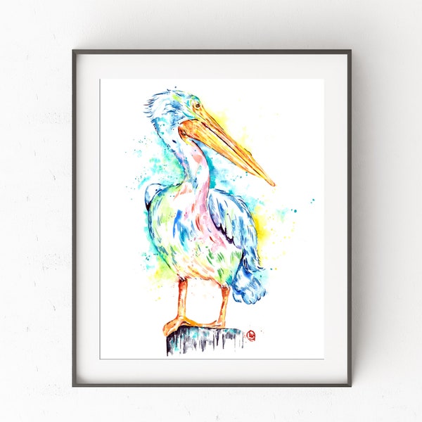 Pelican Painting, Pelican Art, Bird Prints, Lake House Decor, Cabin Decor, Cottage Decor, Bird Lover Gifts, Lake House Art