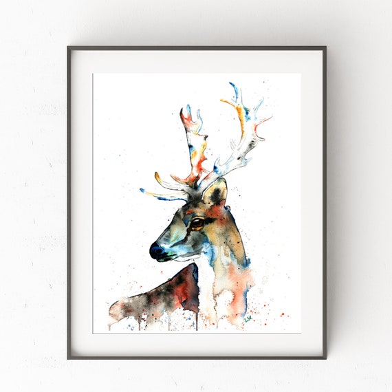 Fallow Deer Print Deer Painting Deer Watercolour Deer Etsy