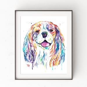 Cavalier King Charles Spaniel,Dog Dog Decor, Dog Lover Gift, Dog Memorial,  Wall Art, Pet Portrait, Art Prints, Watercolor Painting