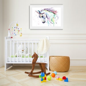 Unicorn watercolor print, Unicorn Art, Girls room, Fairy art, Unicorn Painting, Mythical, Unicorn Theme, gift for her, baby girl gift image 4