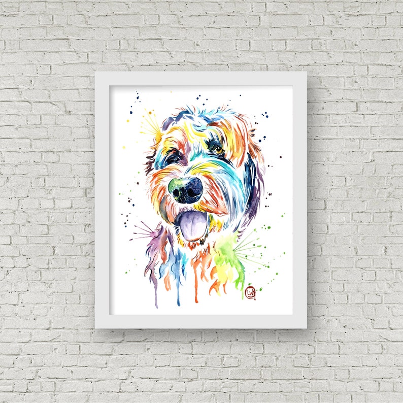 Goldendoodle Art, Goldendoodle Print, Pet Portrait, Golden Doodle Art, Dog Art, Dog Decor, Doodle, Dog Watercolor Painting, Birthday Gift image 6