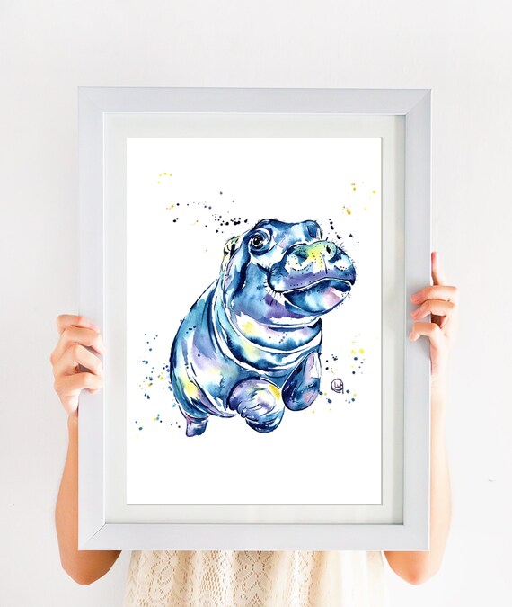Hippo Painting Hippo Art Happy Art Art Prints Zoo Animals Etsy Canada