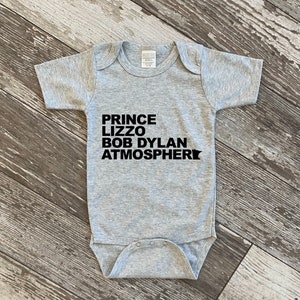 Minnesota Greatness | Prince, Lizzo, Bob Dylan, Atmopshere Bubble Romper OR Baby Bodysuit