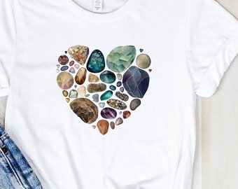Geology heart Shirt, sweatshirt, Crystals Tee, Rock Lover T Shirt, Gift for Geologist, Mystical Minerals Shirt, Gemstone Science Shirt