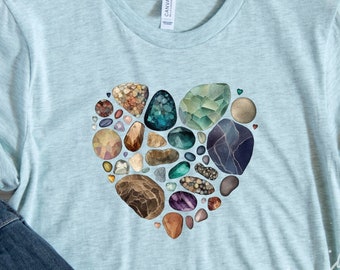 Geology heart Shirt, Crystals Tee, Rock Lover Shirt, Gift for Geologist, Mystical Minerals Shirt, Gemstone Science Shirt