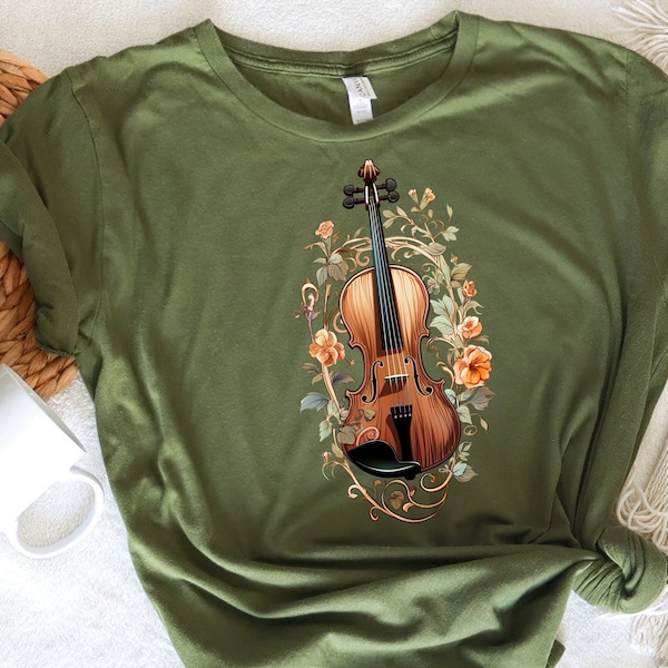 Flower Violin T-Shirt, Distressed Violin Shirt for men and women , Vintage Violin Shirt, Violinist Gift, Violin Gifts