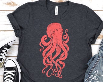 Octopus Shirt Men's Octopus T-shirt Men's Graphic Tee Octopus Art