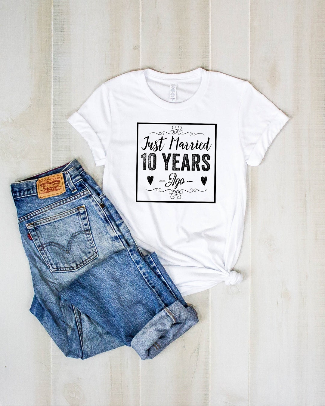 Just Married 10 Years Ago 10 Year Wedding Anniversary Shirt - Etsy