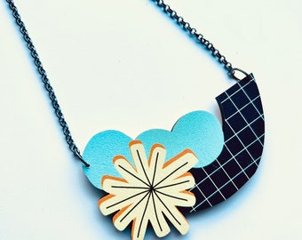 Geometric shape statement bib necklace