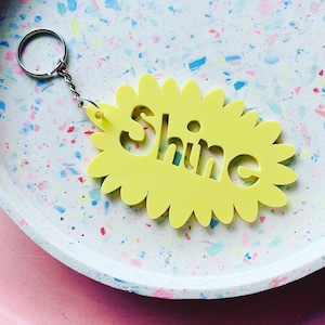 Shine yellow laser cut acrylic keyring