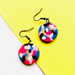Colourful hand painted pattern wood earrings