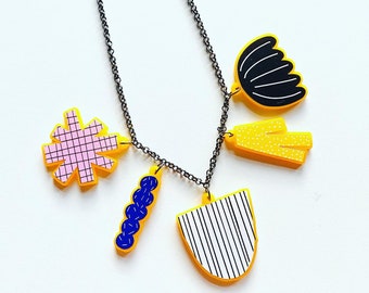 Geometric abstract shape acrylic charm necklace