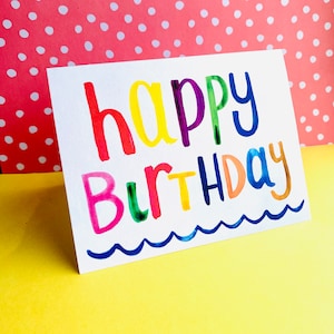 Impresión de acuarela Tarjeta 'Feliz cumpleaños'. El interior en blanco viene con sobre.