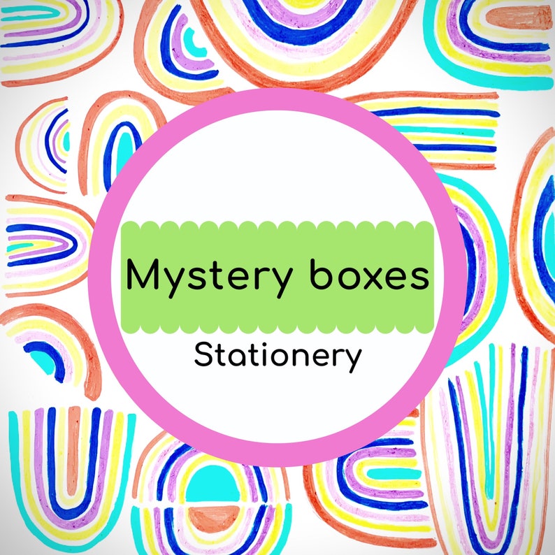 Mystery box stationery, gift tags, illustrations, keyring, card bundle image 1