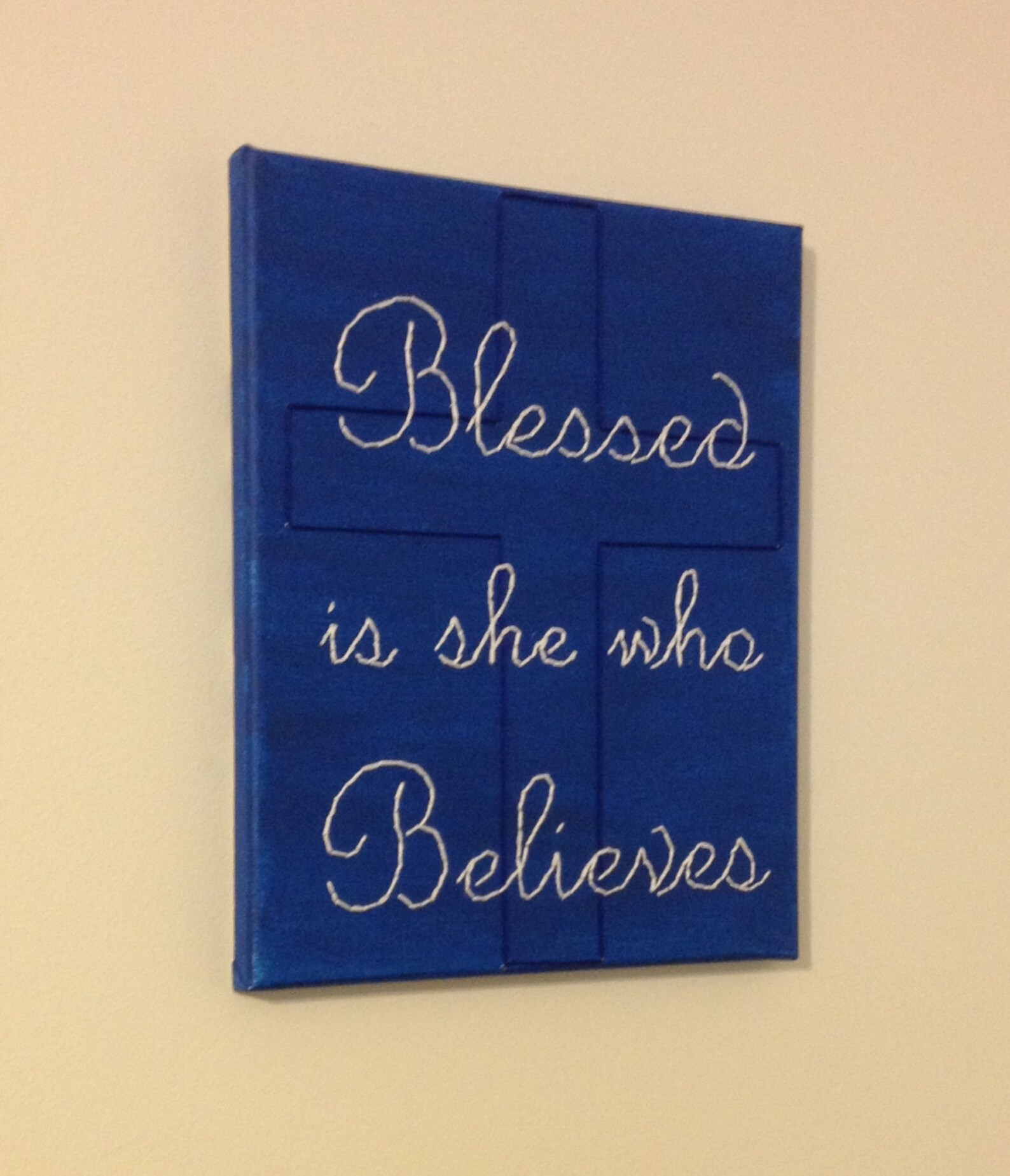 Religious Wall Art Blessed is She Who Believes Embroidered Etsy