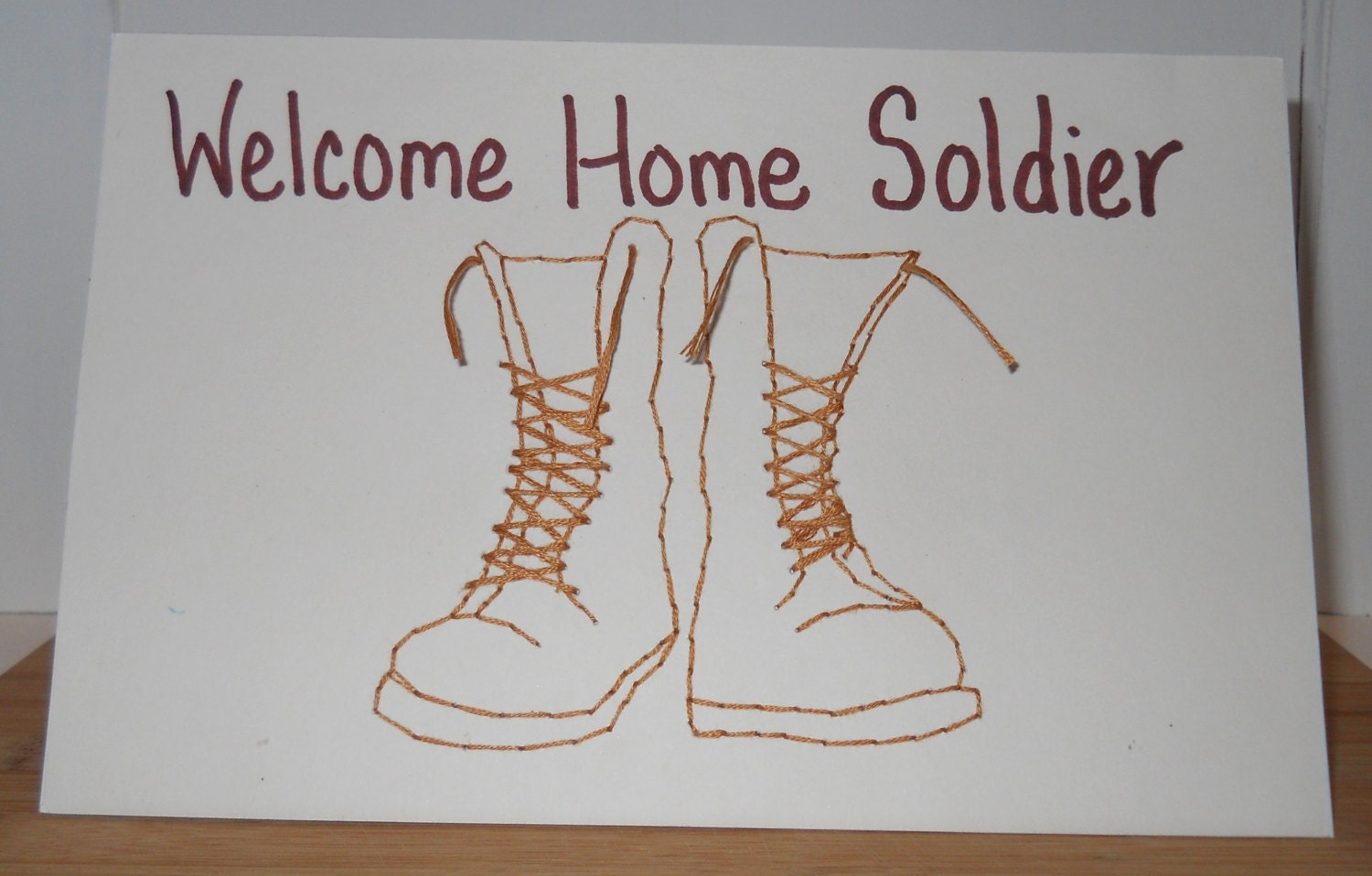 Military Card Welcome Home Soldier Hand-stitched Greeting | Etsy