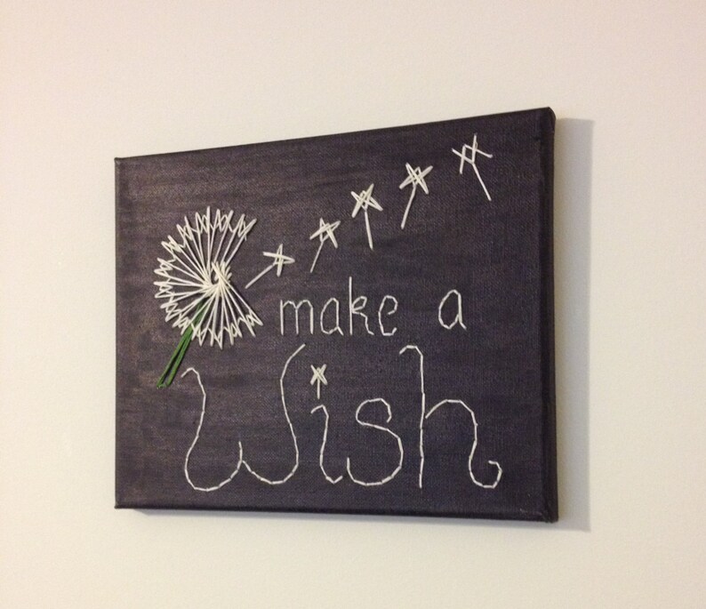 Wish Wall Art Make A Wish Embroidered Canvas Etsy