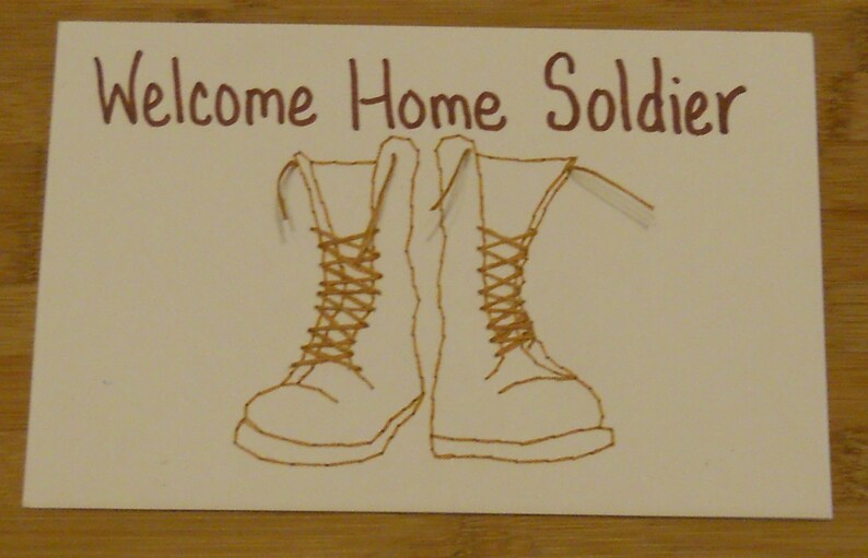 Military Card Welcome Home Soldier Hand-stitched Greeting | Etsy