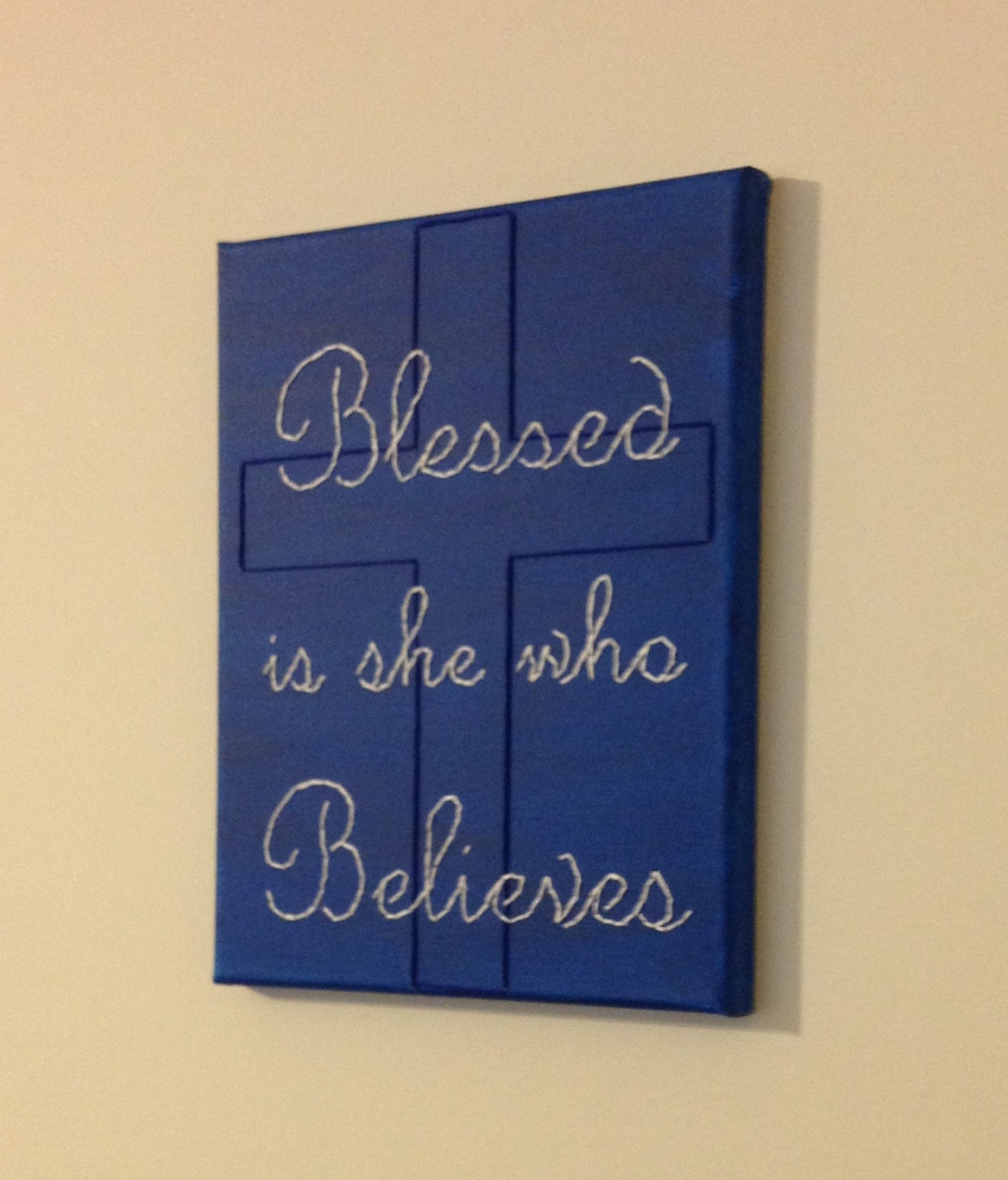 Religious Wall Art Blessed is She Who Believes Embroidered Etsy