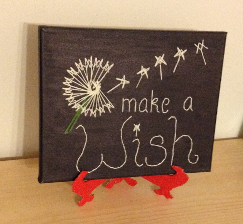 Wish Wall Art Make A Wish Embroidered Canvas Etsy