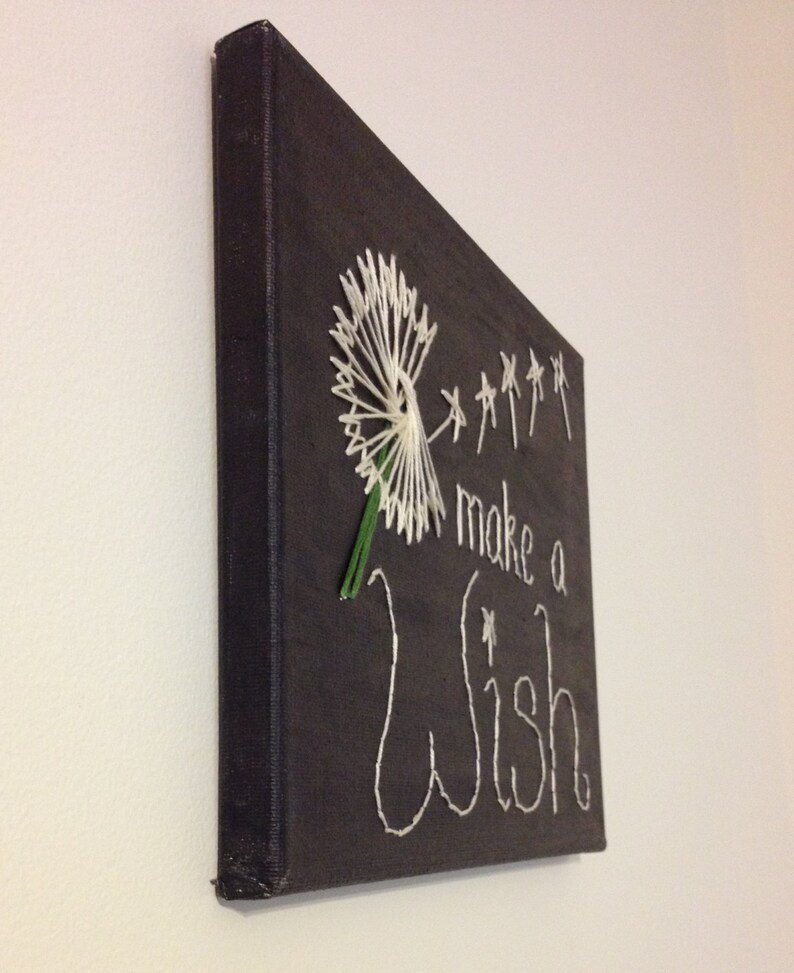 Wish Wall Art Make A Wish Embroidered Canvas Etsy