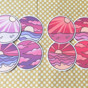 Beach Ocean sunset Die-cut Sticker Set