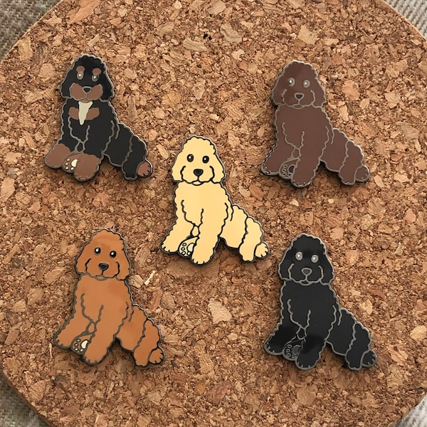 Poodle crossbreed puppy dog enamel pins