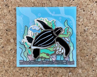 Underwater friends sea creature enamel pin - Leatherback turtle