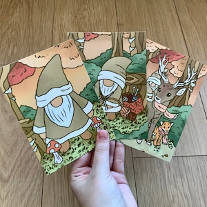 Cosy Woodland Critter Herbst Postkarte Drucke