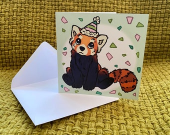 Tarjeta de celebración de cumpleaños del panda rojo