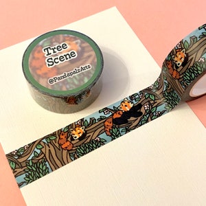 Red Panda Tree Scene Washi Tape - 15mm x 10m