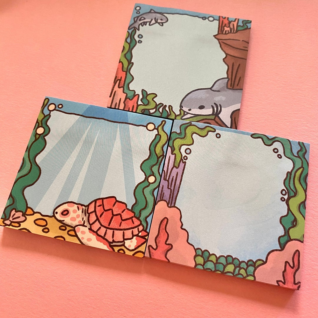 Sea Creature Sticky Notes 3x3 Inch 50 Sheet Notes Shark Etsy