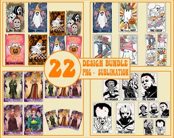 Retro Halloween Tarot Card Png Bundel, Retro Halloween Png, Retro Western Png, Summer Halloween Png, Spooky Season Png, Trendy Halloween Png