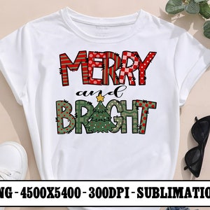 Merry And Bright Hand Drawn Sublimation Design, PNG File, Digital Download, Sublimation Designs Downloads