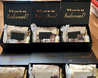 Personalized Bridesmaid Proposal Box: Black Gift Box with Magnetic Closure