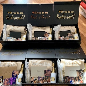 Bridesmaid proposal box empty, bridesmaid box empty, black gift box with magnetic closure, custom gift box, personalized gift box