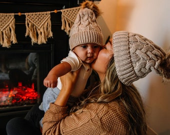 Mommy And Me Matching Beanies, Cozy Baby Clothes, Neutral Toddler Apparel, Son and Mom Attire, Baby Winter Beanie Knit Cap